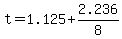 t+=+1.125+%2B+2.236%2F8