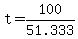 t+=+100%2F51.333