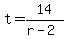 t+=+14%2F%28r-2%29
