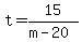 t+=+15%2F%28m-20%29