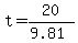 t+=+20%2F%289.81%29