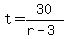 t+=+30%2F%28r-3%29