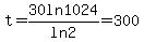 t+=+30ln1024%2Fln2+=+300