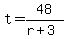 t+=+48%2F%28r%2B3%29