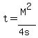 t+=+M%5E2%2F%284s%29