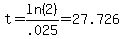 t+=+ln%282%29%2F.025+=+27.726