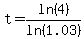 t+=+ln%284%29%2Fln%281.03%29