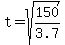 t+=+sqrt%28150%2F3.7%29