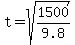 t+=+sqrt%281500%2F9.8%29