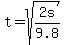 t+=+sqrt%282s%2F9.8%29
