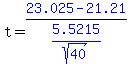 t+=blue+%2823.025+-+21.21%29%2Fblue%285.5215%2Fsqrt%2840%29%29
