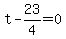t-23%2F4=0