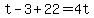 t-3%2B22+=+4t