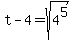 t-4+=+sqrt%284%5E5%29
