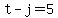 t-j=5