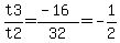 t3%2Ft2=%28-16%29%2F32=-1%2F2