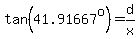 tan%2841.91667%5Eo%29=d%2Fx