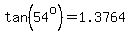 tan%2854%5Eo%29=1.3764
