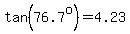 tan%2876.7%5Eo%29=4.23