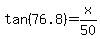 tan%2876.8%29=x%2F50