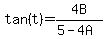 tan%28t%29=4B%2F%285-4A%29