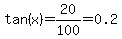 tan%28x%29+=+20%2F100+=+0.2