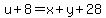 u%2B8=x%2By%2B28