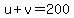 u%2Bv=200