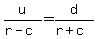 u%2F%28r-c%29=d%2F%28r%2Bc%29