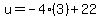 u=+-4%283%29%2B22