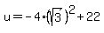 u=-4%28sqrt%283%29%29%5E2%2B22