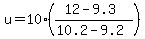 u=10%28%2812-9.3%29%2F%2810.2-9.2%29%29