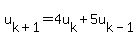u%5Bk%2B1%5D+=+4u%5Bk%5D+%2B5u%5Bk-1%5D