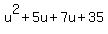 u%5E2%2B5u%2B7u%2B35