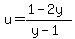 u+=+%281-2y%29%2F%28y-1%29