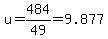 u+=+484%2F49+=+9.877