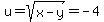 u+=+sqrt%28x-y%29+=+-4