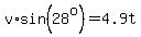 v%2Asin%2828%5Eo%29=4.9t%29