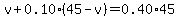 v%2B0.10%2845-v%29=0.40%2A45