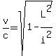 v%2Fc+=+sqrt%281+-+L%5E2%2Fi%5E2%29