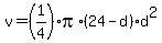 v=%281%2F4%29pi%2A%2824-d%29%2Ad%5E2