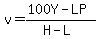 v=%28100Y-LP%29%2F%28H-L%29