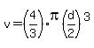 v=%284%2F3%29pi%28d%2F2%29%5E3