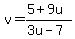 v=%285%2B9u%29%2F%283u-7%29