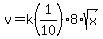 v=k%281%2F10%29%2A8%2Asqrt%28x%29