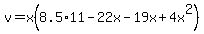 v=x%288.5%2A11-22x-19x%2B4x%5E2%29