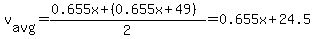 v%5Bavg%5D=%280.655x%2B%280.655x%2B49%29%29%2F2=0.655x%2B24.5