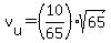 v%5Bu%5D=%2810%2F65%29sqrt%2865%29