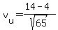 v%5Bu%5D=%2814-4%29%2Fsqrt%2865%29