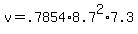 v+=+.7854%2A8.7%5E2%2A7.3